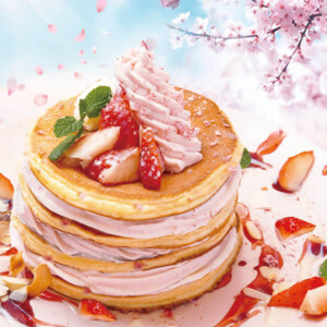 桜と苺の春パンケーキ