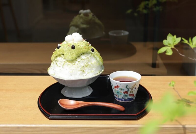 ずんだクリームと玄米茶のかき氷