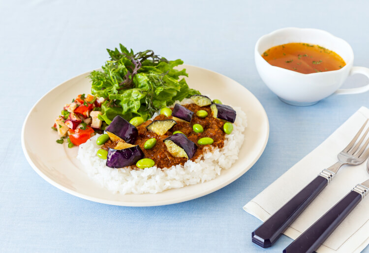 なすと枝豆のドライカレー